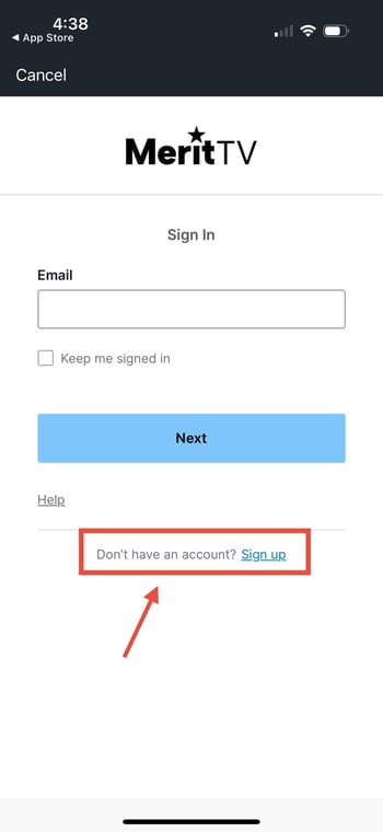 How to sign up on mobile - step 3.