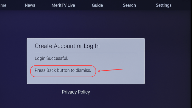 How to log in via roku - step 3