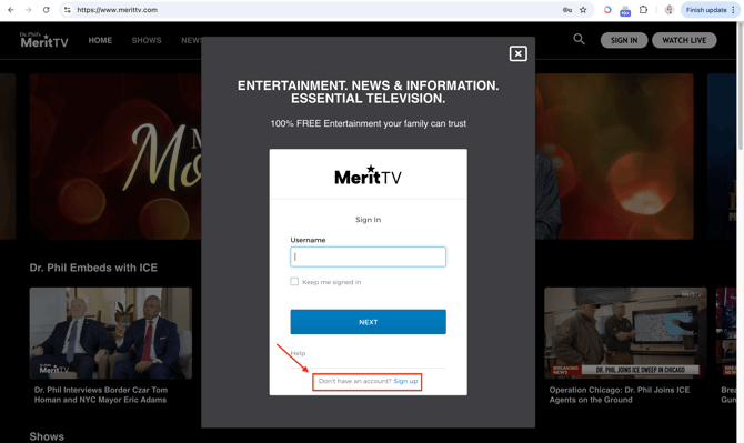 How to sign up instructions - step 2.